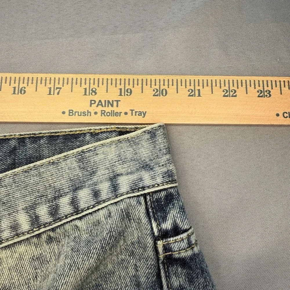 Finest‎ Thread Luxury Goods Mens Acid Wash Jean Shorts Size 40 Army Patches